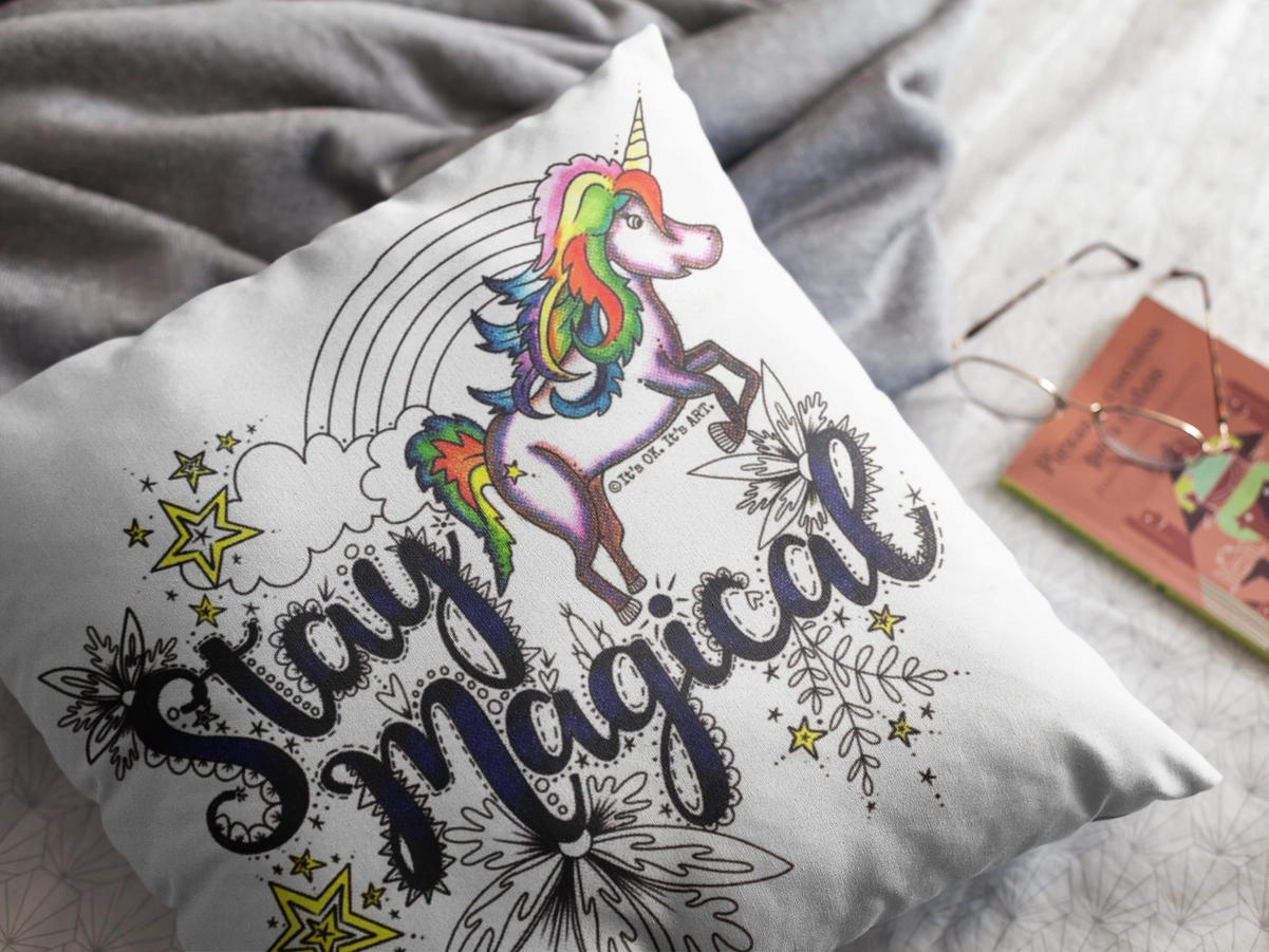 4eff13a37eb711a8312c144950acaa66b4c7a343ebf1c0c319cb59b2de042656 Stay Magical - Unicorn - DIY Pillow Coloring Kit - Image 4