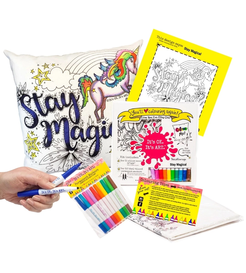 5c5eea47a9720030903586714cd39a4b9b51a96e8c520b083ff78d98806827ef Stay Magical - Unicorn - DIY Pillow Coloring Kit - Image 3