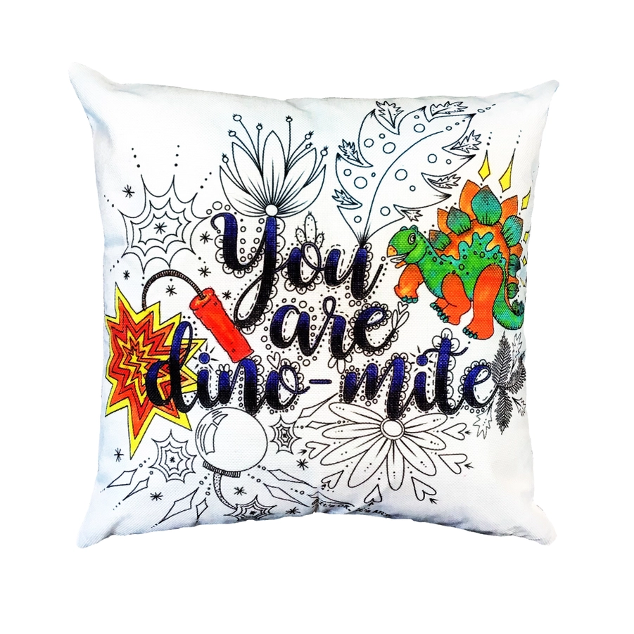 60982e106c66da6f292ec23d6fb8f2b3f2a6d31fb320fc536b675b2b48de7eaa You Are Dino-Mite - Dinosaur - DIY Pillow Coloring Kit