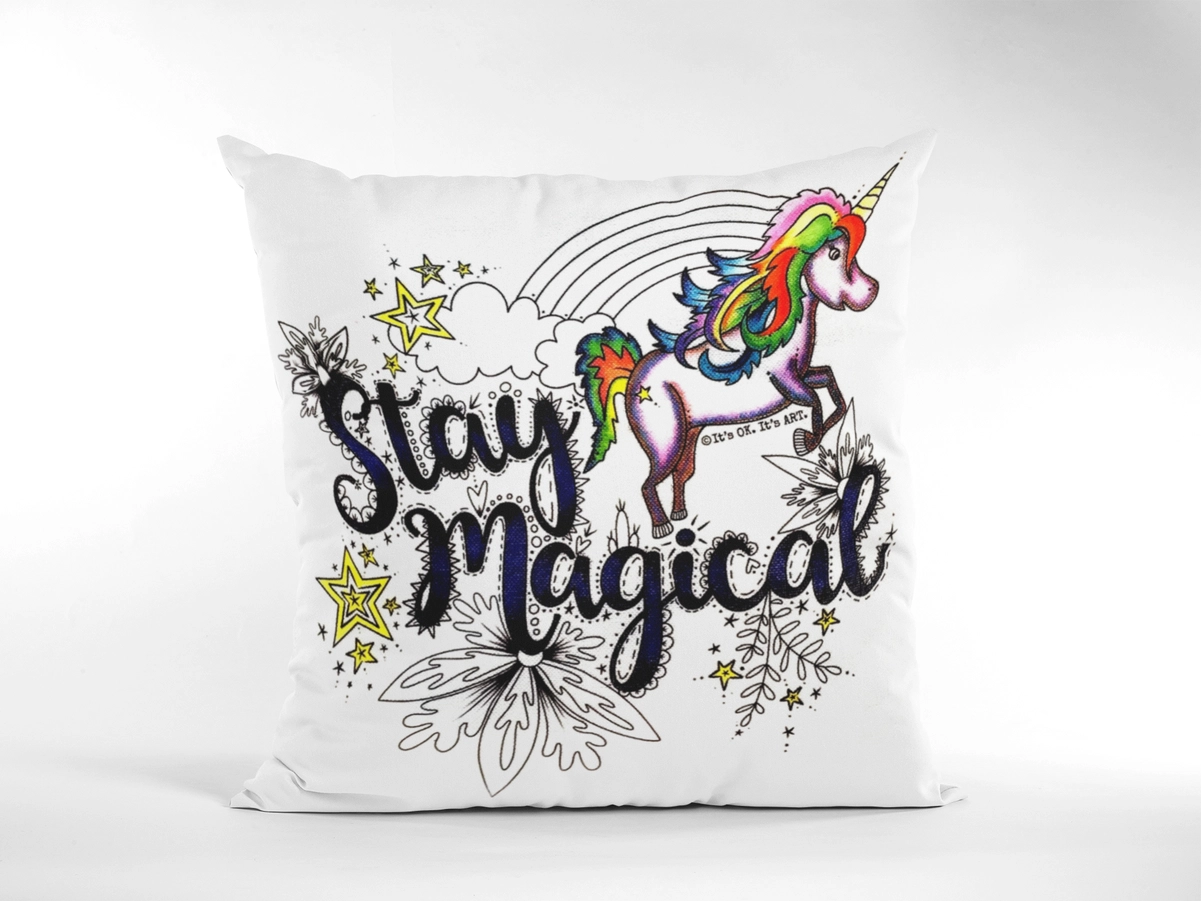 8f7bb86e192bc1524a786c6a92e7cabf59008f88bbeaf0ffd0ac5e9495455b7e Stay Magical - Unicorn - DIY Pillow Coloring Kit