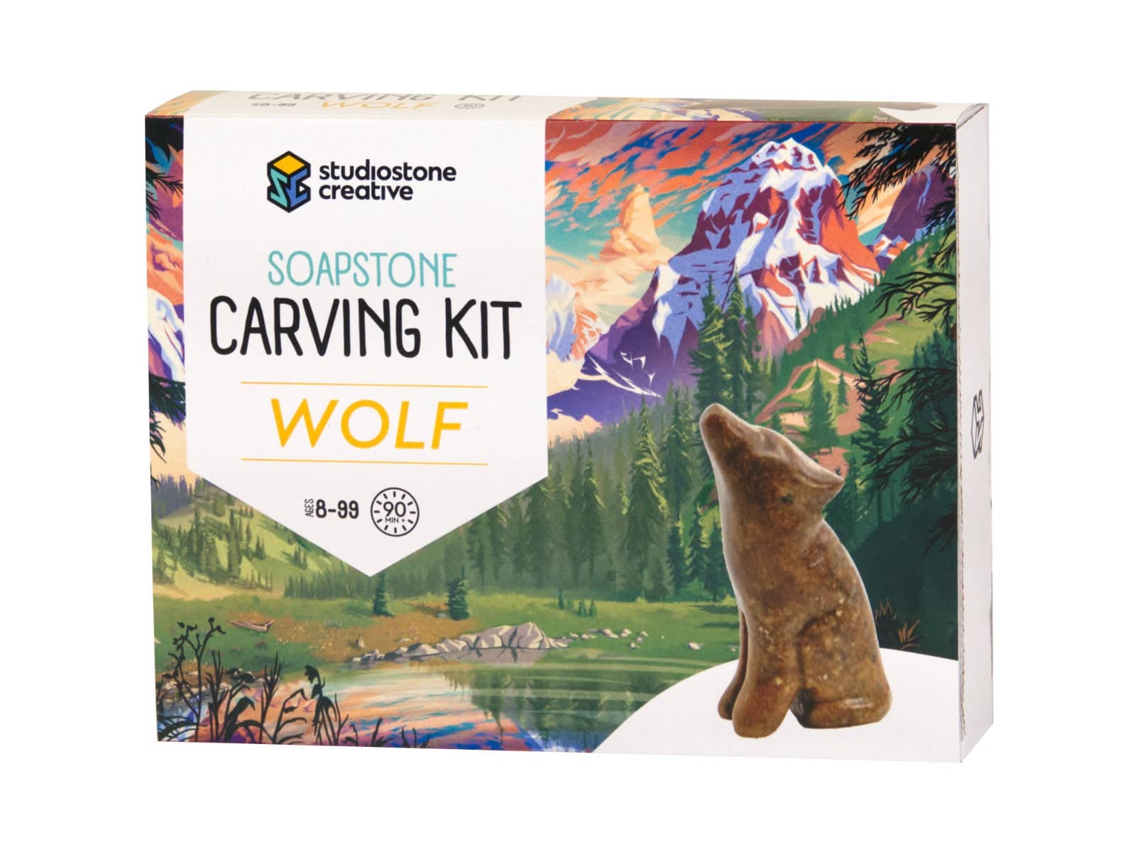 Wolf Soapstone Carving and Whittling—DIY Arts and Craft Kit. All Kid-Safe Tools and Materials Included. For kids and adults 8 to 99+ Years. Wolf Soapstone Carving and Whittling Kit