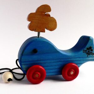 Wooden Pull Whale Toy with Bobbing Spout