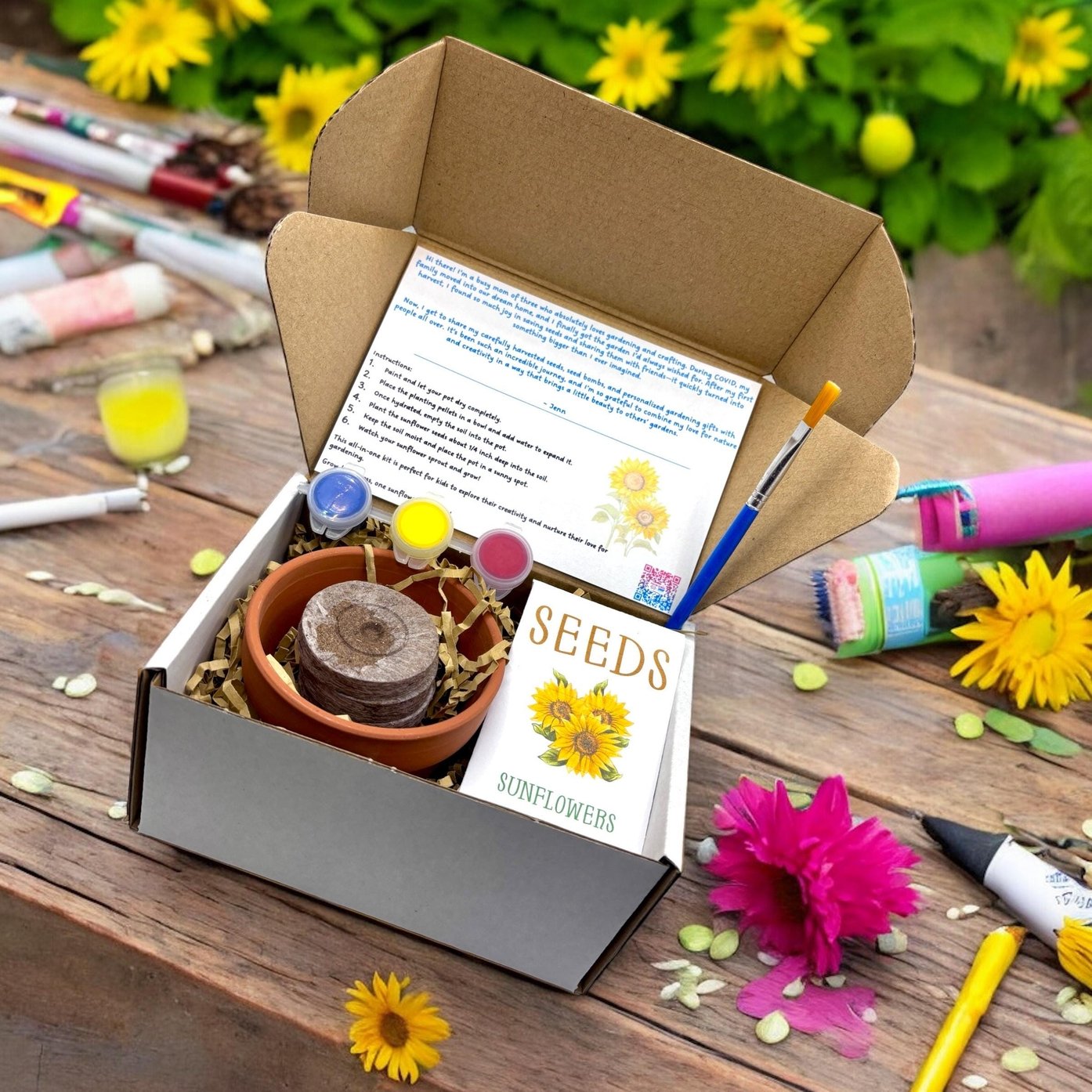 2026/02/1000014982.jpg Paint, Plant & Grow Diy Kit with Clay Pot: Sunflowers - Image 2