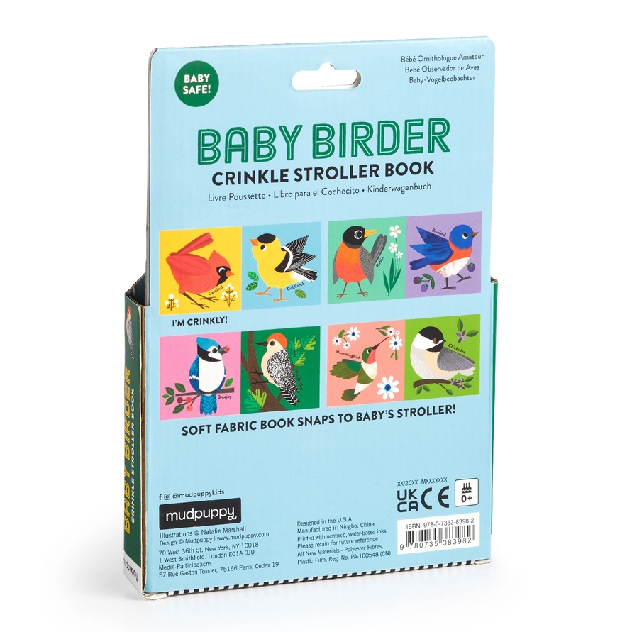 972279627699a18c5e2d743474f10e7d0d2adbb6f1a39af094d7c58b68327a1c Baby Birder Crinkle Fabric Stroller Book - Image 3